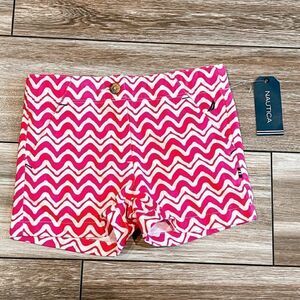 NWT! Nautica Pink and White Wave Chevon Shorts Size 4